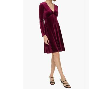 Tommy Hilfiger Long Sleeve Fit & Flare Velvet Dress